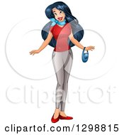 Poster, Art Print Of Beautiful Young Asian Woman Wearing A Red T Shirt And Pants