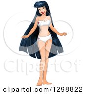 Clipart Of A Beautiful Young Asian Woman In A White Bikini Or Underwear Royalty Free Vector Illustration