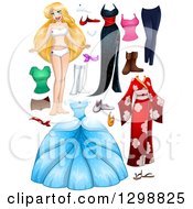 Poster, Art Print Of Blond White Woman With Dresses And Accessories