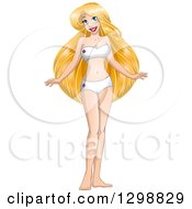 Clipart Of A Blond White Woman In A White Bikini Or Underwear Royalty Free Vector Illustration