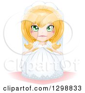 Poster, Art Print Of Green Eyed Blond White Bride In Her Wedding Gown