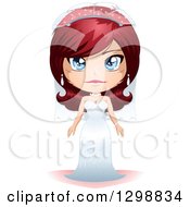 Clipart Of A Blue Eyed Red Haired White Bride In Her Wedding Gown Royalty Free Vector Illustration