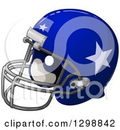 Shiny Blue American Football Helmet With Stars
