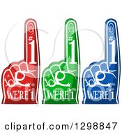 Clipart Of Red Green And Blue Sports Foam Fingers With Text Royalty Free Vector Illustration by Liron Peer
