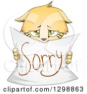 Poster, Art Print Of Cute Apologetic Kitten Holding Up A Sorry Sign