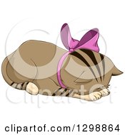 Poster, Art Print Of Cute Brown Tabby Kitten Wearing A Bow And Apologizing