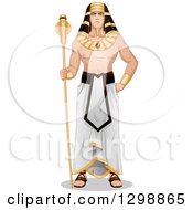 Muscular Ancient Egyptian Pharaoh Standing With A Scepter