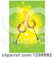 Poster, Art Print Of Clinking Cocktail Or Wine Glasses Over Green Sparkles