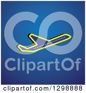 Clipart Of A Commercial Airplane Over Blue Royalty Free Vector Illustration by ColorMagic