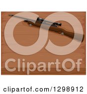 Clipart Of A Rifle With A Scope Over Wood Panels Royalty Free Vector Illustration