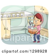 Cartoon Red Haired White Woman Moving Into A Dorm
