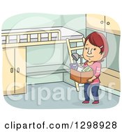 Clipart Of A Cartoon Red Haired White Woman Moving Into A Dorm Royalty Free Vector Illustration