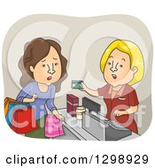 Poster, Art Print Of Cartoon Caucasian White Woman On A Shopping Spree Having A Declined Order
