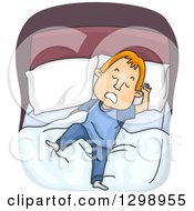 Poster, Art Print Of Cartoon Red Haired White Man Moving In His Sleep