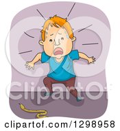 Clipart Of A Cartoon Red Haired White Man Screaming By A Snake Royalty Free Vector Illustration