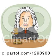 Mad White Male Judge In A Wig Banging A Gavel And Shouting