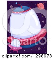 Clipart Of Big And Small UFO Flying Saucers Royalty Free Vector Illustration