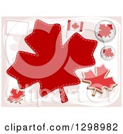 Poster, Art Print Of Canadian Flags Pins And Maple Leaves