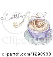 Sketched Coffee Cup With Latte Art Text Made Of Steam