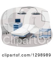 Clipart Of A Clean Empty Operating Room With Surgical Equipment Royalty Free Vector Illustration