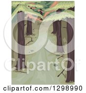 Poster, Art Print Of Dark Wooded Area With Tall Pine Trees