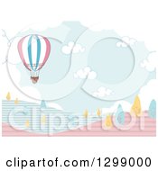 Poster, Art Print Of Hot Air Balloon Over Hills With Blue And Yellow Trees