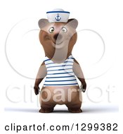 Clipart Of A 3d Happy Brown Sailor Bear Royalty Free Illustration