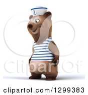 Clipart Of A 3d Happy Brown Sailor Bear Facing Slightly Left Royalty Free Illustration