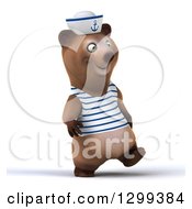 Clipart Of A 3d Happy Brown Sailor Bear Walking Slightly Right Royalty Free Illustration