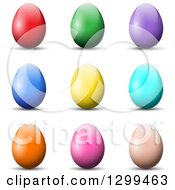 Poster, Art Print Of 3d Solid Colored Easter Eggs And Shadows On White