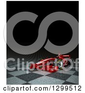 Clipart Of A 3d Formula One Red Race Car On Checkers With Text Space On Black Royalty Free Illustration by Frank Boston