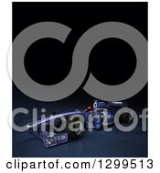 Clipart Of A 3d Formula One Race Car On Checkers With Text Space On Black 2 Royalty Free Illustration by Frank Boston