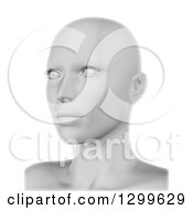Clipart Of A 3d Grayscale Female Human Face On White Royalty Free Illustration