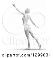 3d Grayscale Anatomical Female Stretching With Visible Spine On White
