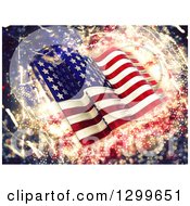 Poster, Art Print Of 3d Glass American Flag Over Sparkles
