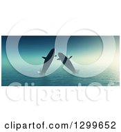 Poster, Art Print Of 3d Whales Jumping At Sea