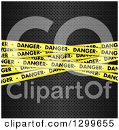 Poster, Art Print Of Background Of 3d Diagonal Yellow Danger Tapes On Perforated Metal