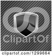 Poster, Art Print Of 3d Shiny Black And Chrome Shield Over Diagonal Carbon Fiber