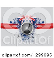 Poster, Art Print Of 3d Music Speaker Over A Red Blue And White Grungy Union Jack Design On Gray