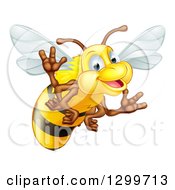 Poster, Art Print Of Cartoon Happy Bee Waving