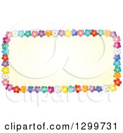 Poster, Art Print Of Rectangle Frame Made Of Colorful Flowers Around Yellow