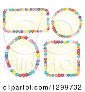 Poster, Art Print Of Frames Made Of Colorful Flowers Around Yellow