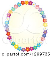 Poster, Art Print Of Oval Frame Made Of Colorful Flowers Around Yellow