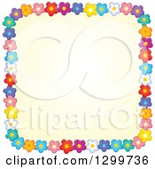 Poster, Art Print Of Square Frame Made Of Colorful Flowers Around Yellow