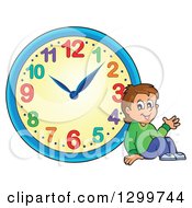 Poster, Art Print Of Boy Resting By A Wall Clock