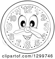 Poster, Art Print Of Happy Grayscale Wall Clock Character