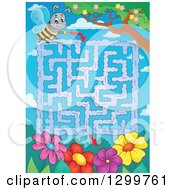 Poster, Art Print Of Bee And Flower Maze