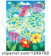 Poster, Art Print Of Butterfly And Flower Maze