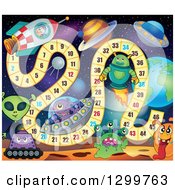Clipart Of A Board Game With Aliens And Planets Royalty Free Vector Illustration by visekart