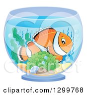 Poster, Art Print Of Happy Clownfish And Anemone In A Bowl